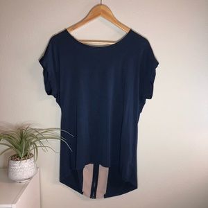 chic zip back top navy